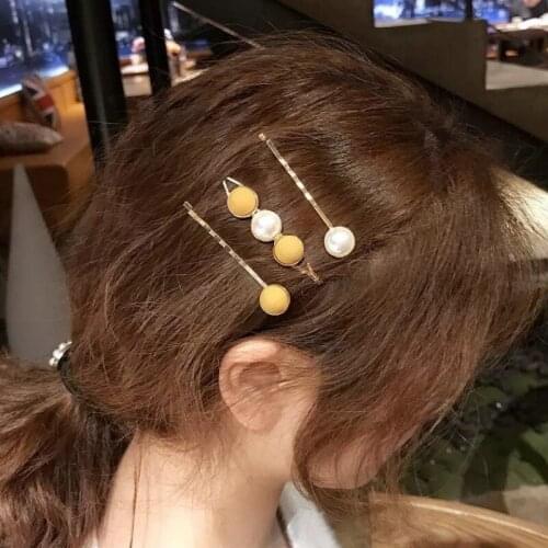 3of pack fashion personality hair clip for women with inlay faux pearl /rhinestone /resin design female side clip bangs clip
