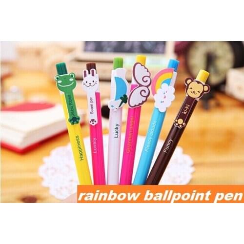 4 pcs/Lot Rainbow animal series ballpoint pens Kawaii Stationery pen Novelty Office accessories school supplies
