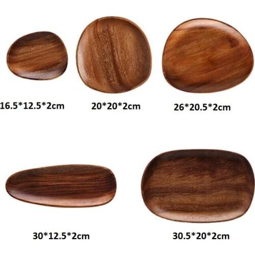 5 Pcs Lovesickness Wood Irregular Oval Solid Wood Pan Plate Fruit Dishes Saucer Tea Tray Dessert Dinner Plate Tableware Set
