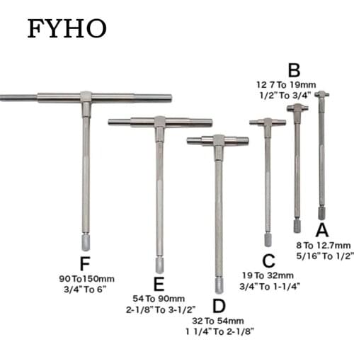 6Pcs Telescoping Gauge 8-150mm (5/16 "-6") Adjustable Inner Diameter Gauge carbon steel Measuring Tools Set HY21