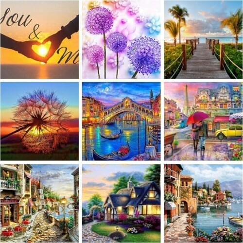DIY 5D Diamond Painting Landscape Sunset Cross Stitch Kit Full Drill Embroidery Scenery Mosaic Art Picture of Rhinestones Decor