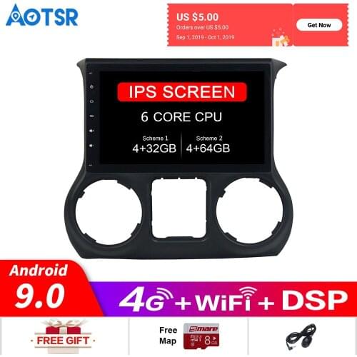 Android 9.0 DSP Car GPS Navigation radio For Jeep Wrangler 2013-2018 Multimedia Player Radio Touch Screen Audio Head Unit No DVD
