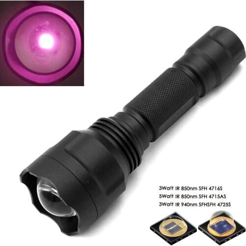 C8s Zoomable IR 850nm 940nm IR flashlight Infrared Radiation IR LED Lamp Waterproof IR850nm IR940nm led Flash light Torch
