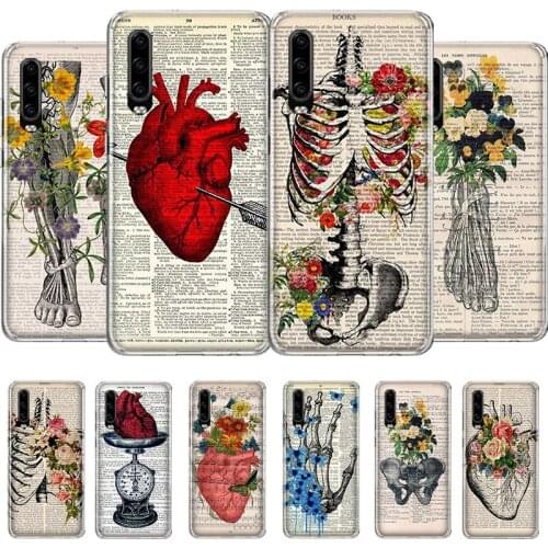 Art human tissue heart bone book Print Wall Phone Case For Huawei Mate P 40 30 20 10 P Smart Z 2018 2019 Pro Lite Plus Cover sof