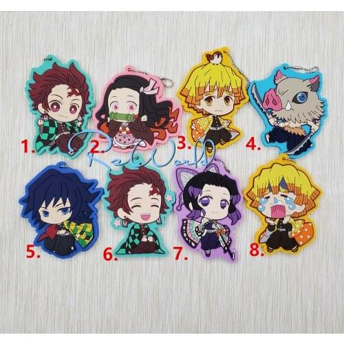 Demon Slayer: Kimetsu no Yaiba original Japanese anime figure rubber Silicone mobile phone charms key chain strap keyring