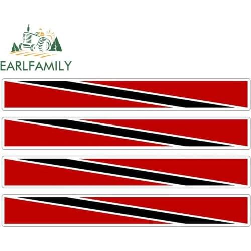 EARLFAMILY 4pcs Car Stripe Motorcycle Racing Flag Sticker Car Window Decal Bike Moto Trinidad Tobago Car Sticker
