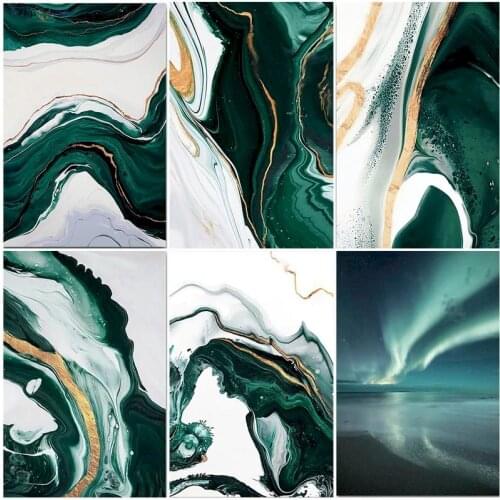 GATYZTORY DIY Modern Style Green Texture Canvas Seaview Art Paintings Painting Contemporary Art Drawing Room Decoration Picture