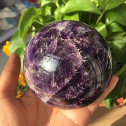 MOKAGY Natural Chevron Amethyst Crystal Ball Stone Sphere 70MM-80MM 1PC