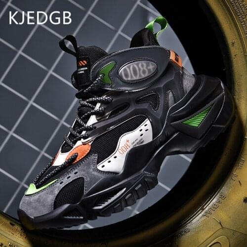 KJEDGB High Top Platform Sneakers Men Shoes Autumn Winter New Black Lace Up Comfortable Chunky Casual Shoes Dropshipping