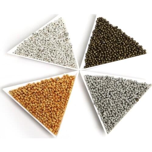 Dia 0.6 1.0 1.5mm Gold/Rhodium/Brass Plating Iron Round Ball Beads For Necklace Bracelet DIY Jewelry & Craft Making