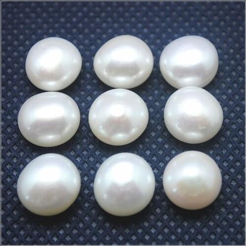 10 pieces nature genuine cultured freshwater pearl round shape 11-11.5mm white colors pearl cabochons a hole making earrings