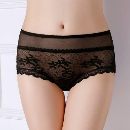 New Lace Women Panties Transparent Underwear Floral Print Ladies Briefs Soft Comfortable Womens Panties Intimate Lingerie