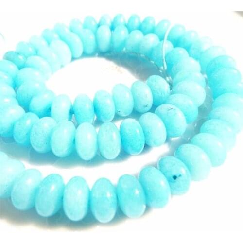Min Order1 ) 6*8mm smooth lake blue Chalcedony beads Chinese Abacus Loose Beads Accessory Parts 15inch Jewelry making design