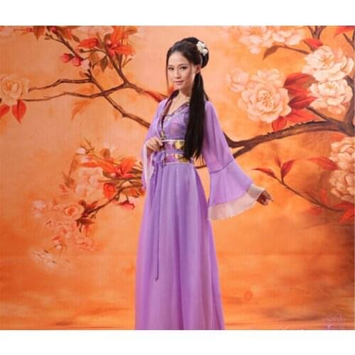 Multicolor Ancient Chinese Costume Clothes Fairy Tang Suit Hanfu Guzheng Costume Fairies Chiffon Dresses