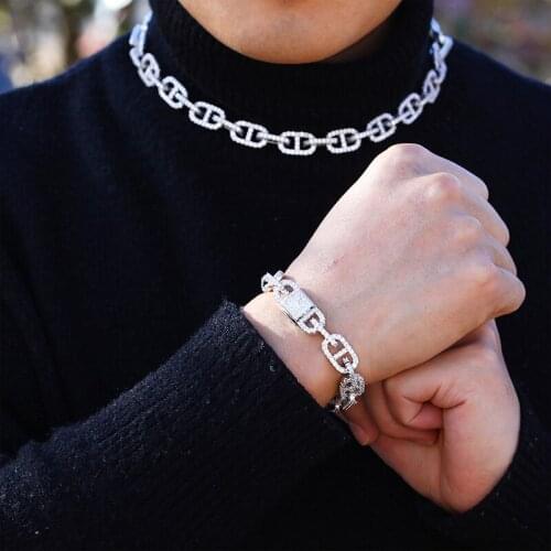 Hip Hop Fashion Jewelry 11MM Iced Cuban Tennis Chain Prong Copper AAA+ Cubic Zirconia Stones Necklace bracelet for Women Men