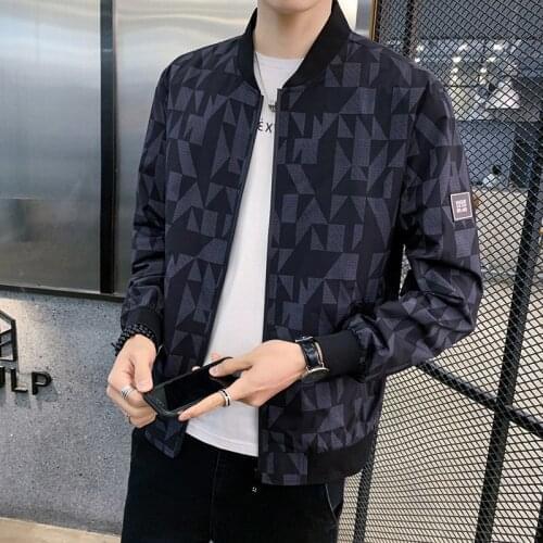 Chaqueta Hombre Casual 2020 Retro Vintage Print Jacket Jaqueta Masculina Bomber Club Outfit Men