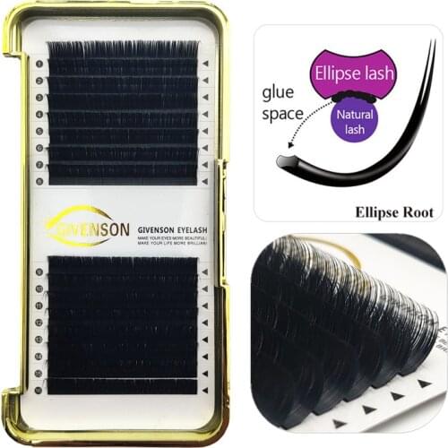 Wholesale Split flat ellipse eyelashes extensions GIVENSON 0.20mm Korea BT material Split flat ellipse lash extensions