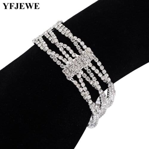 YFJEWE New Hot Sale Crystal Hollow Bracelet Silver Color Chain Link Bracelets For Women Wholesale Free Shipping B212