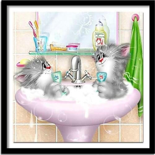 New Arrived Diamond Painting Animals Cartoon Cat Lover Cross Stitch Square Diamond Embroidery Sets Home Decoration BJ62