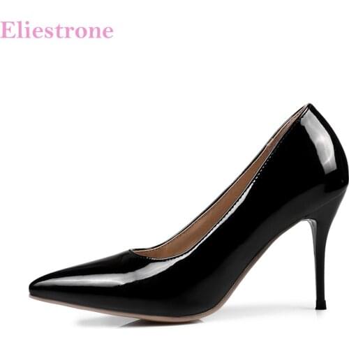 Brand New Sexy Black Apricot Women Office Formal Pumps High Heels Red Lady Bridal Dress Shoes KP054 Plus Big Small Size 43 48 30