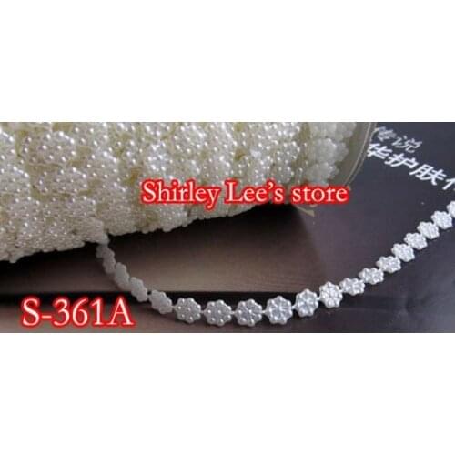 Wholesale--6 ROLLS (50 METERS/ROLL) X 6mm FLOWER PEARL TRIM IN Beige