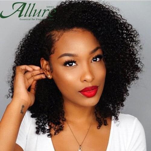 Kinky Curly Human Hair Wigs For Black Women 150% Density Remy Brazilian Full Machine Kinky Curl Wigs Cheap Curly Bob Wigs Allure