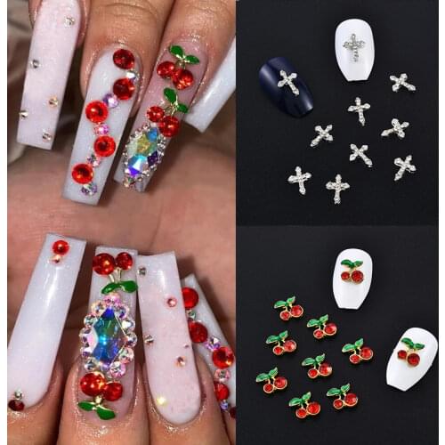 10/20 Pcs/pack Classic Silve Color Full Glitter Rhinestones Cross 3D Nail Charms Alloy Nail Art Decorations Nails Tools DIY