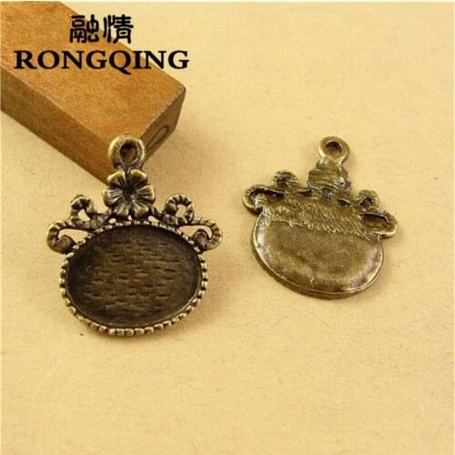 RONGQING 14*10MM 50pcs/lot Flowers Retro Tray necklace DIY Accessories Wholesale Craft
