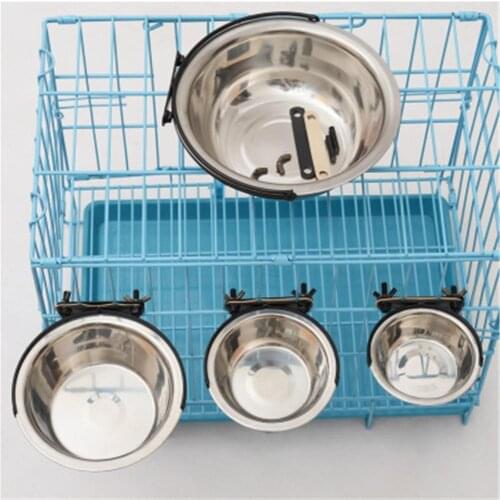 Dog Cat Hanging Bowls Pet Bowl Can Hang Stationary Dog Cage Bowls Stainless Steel Durable Puppy Kitten Feeder Water Food Bowl