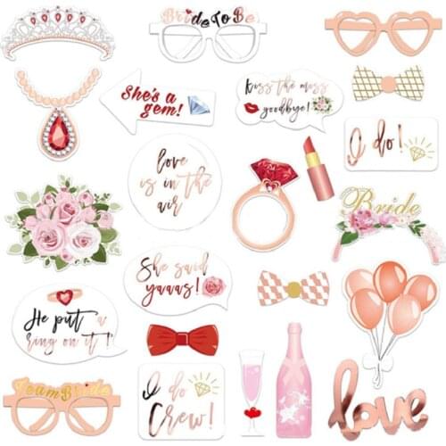 23pcs/lot Wedding Photo Booth Props Just Married Photobooth Props Wedding DIY Decoration Bridal Shower Bachelorette Supplies