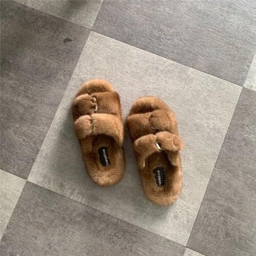 Liquidation Mode Pantoufles De Fourrue Pantoufles De Vison De Haute Qualite Dames Pantoufles A Talon Plat