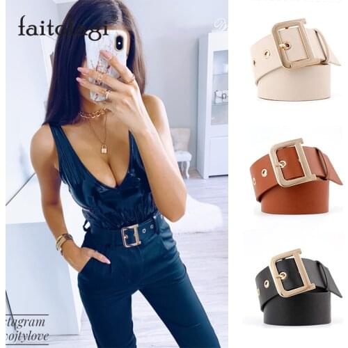 Luxury Belt With Metal Buckle Black Wide Leather Women Waist Belts White Brown Ladies Dress Corset Belts cinturones para mujer
