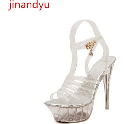 Plastic Peep Toe High Heels Women Pumps Large Size 43 Platform Sandals Women Summer Heels Ladies Shoes and Sandals Wedding Dress