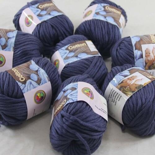 Sale 8Ball x 50g Super Soft Pure Cotton Chunky Shawl Hand Knitting Yarn Scarves Shawls 42229 Indigo Blue