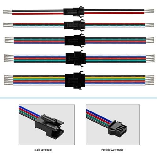 2/3/4/5/6pin Male and Female JST Connector DC5-24V For WS2812/SK6812/WS2813 5050 Individual Addressable RGB LED Strip Light