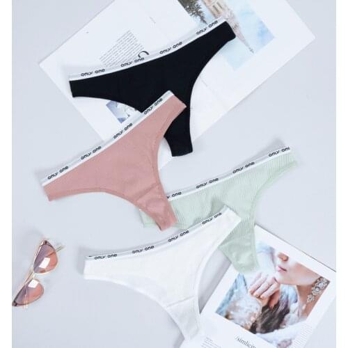 Womens Cotton G-String Thong Panties String Underwear Women Briefs Intimate Comfortable Casual Female Letter Low-Rise