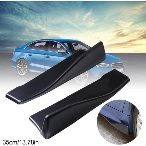 2PCS 35cm car universal rear bumper spoiler duckbill diffuser car side fin scratch protector black rear lip wrap angle separator