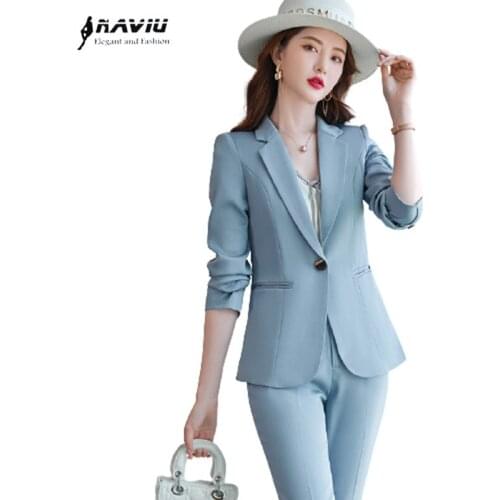High End Fashion Women Suits 2021 New Tempermant Business Formal Slim Long Sleeve Blazer And Pants Office Ladies Work Wear
