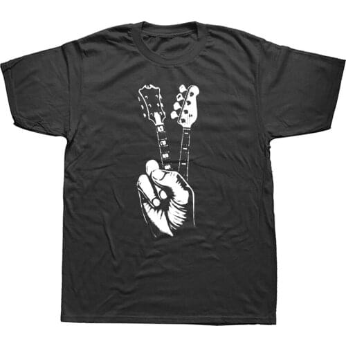Funny Electric Guitar Player Hand Graphic New Cotton Short Sleeve Dad T Shirts Cool Musician Guitarist BASS Harajuku T-shirt