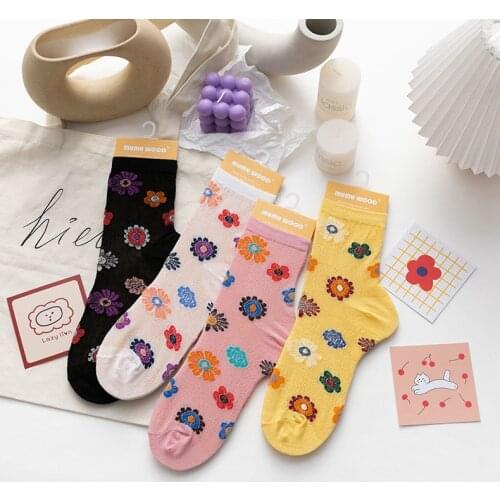 Women Fashion Socks Summer Long Socks Girl Printed Women Fashion Spring Casual Cotton Mesh Flowers Ankle Cotton Happy Socks Cute