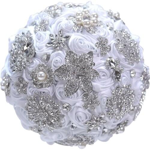 Romantic Wedding Bouquet Simulation Satin Rose Bride Holding Flower Party Decoration