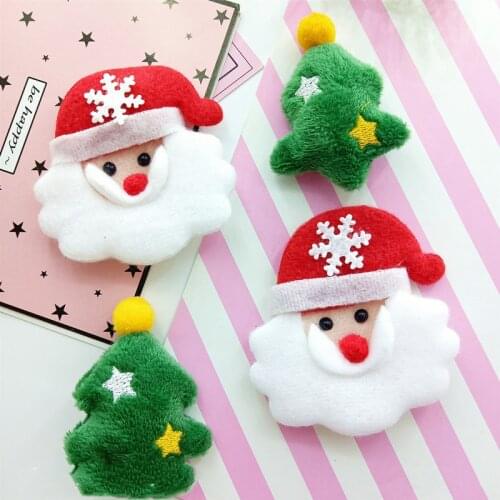 10pcs/lot Cartoon DIY Cute Christmas plush doll patches appliques hair decoration for hair cloth and shoes free shipping