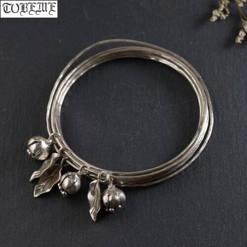100% 925 Silver Handmade Chain Bracelet Thailand 925 Sterling Lotus Flower Charm Bracelet Good Luck Women Wrap Bracelet
