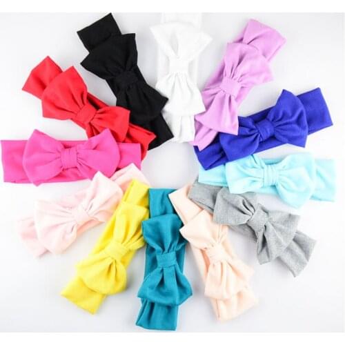 12 colors U pick 12 pcs/lot cotton Headbands with 11cm bows for the new birth Girls top quality headwear