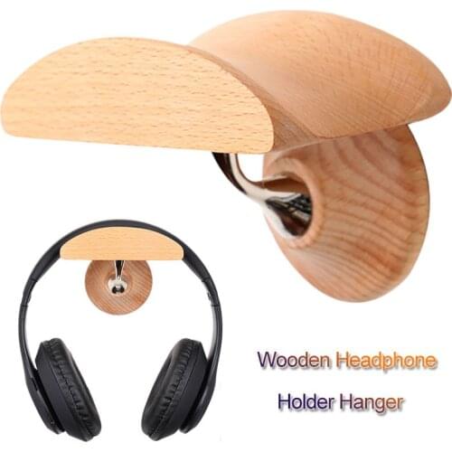 2021 Universal Headphone Stand Headset Holder Hanger Wall-mounted Wood Headphone Hook Metal Display Rack Earphone Accessories