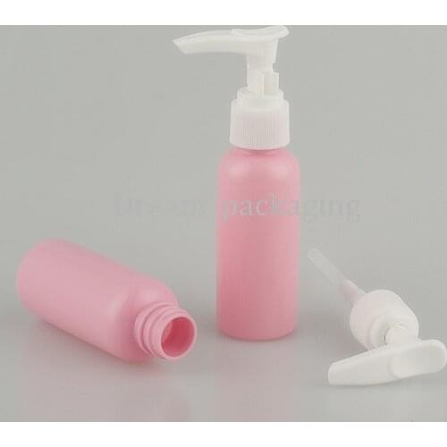 50pcs/lot 50ml Pink Bayonet pump Shampoo Lotion Plastic Pressed Pump Bottle Make Up And Skin Care Refillable Bottle