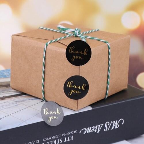 500pcs/1Roll black Paper Label Stickers Foil Thank You Stickers Scrapbooking Wedding Envelope Seals Handmade Stationery Sticker