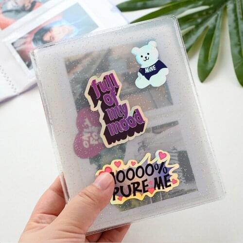 64 Pockets Mini Photo Album Film 3 inch Photo Card Storage Case Friends Memory Saving Souvenir Interleaf Album Bling Clear Cover