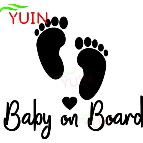 Car Sticker Baby on Board Funny Foot Print Warning Sign Decals Fashion Cars Modeling PVC Decoration Accessories Waterproof Decal