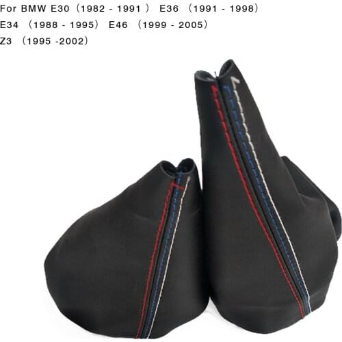 Car Gear Shift Collars Manual Handbrake Gaiter Boot Cover For BMW 3 Series E36 E46 E30 E34 M3 Z3 Black Leather M Accessories